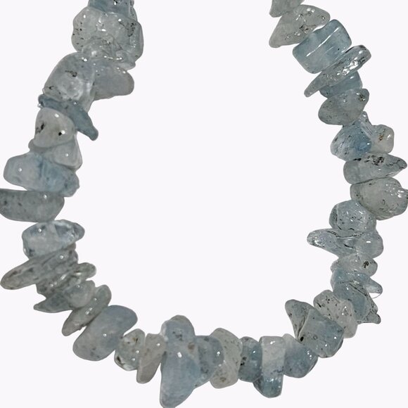 Boho Aquamarine Chip Nugget Beaded Statement Necklace Beach Core Fashion Jewelry - Picture 3 of 5